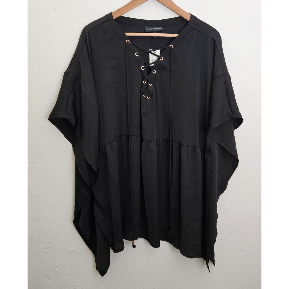 *NEW w/Tags Womens Lane Bryant Black Tie Front Tunic Top-Size 18/20 Light Weight